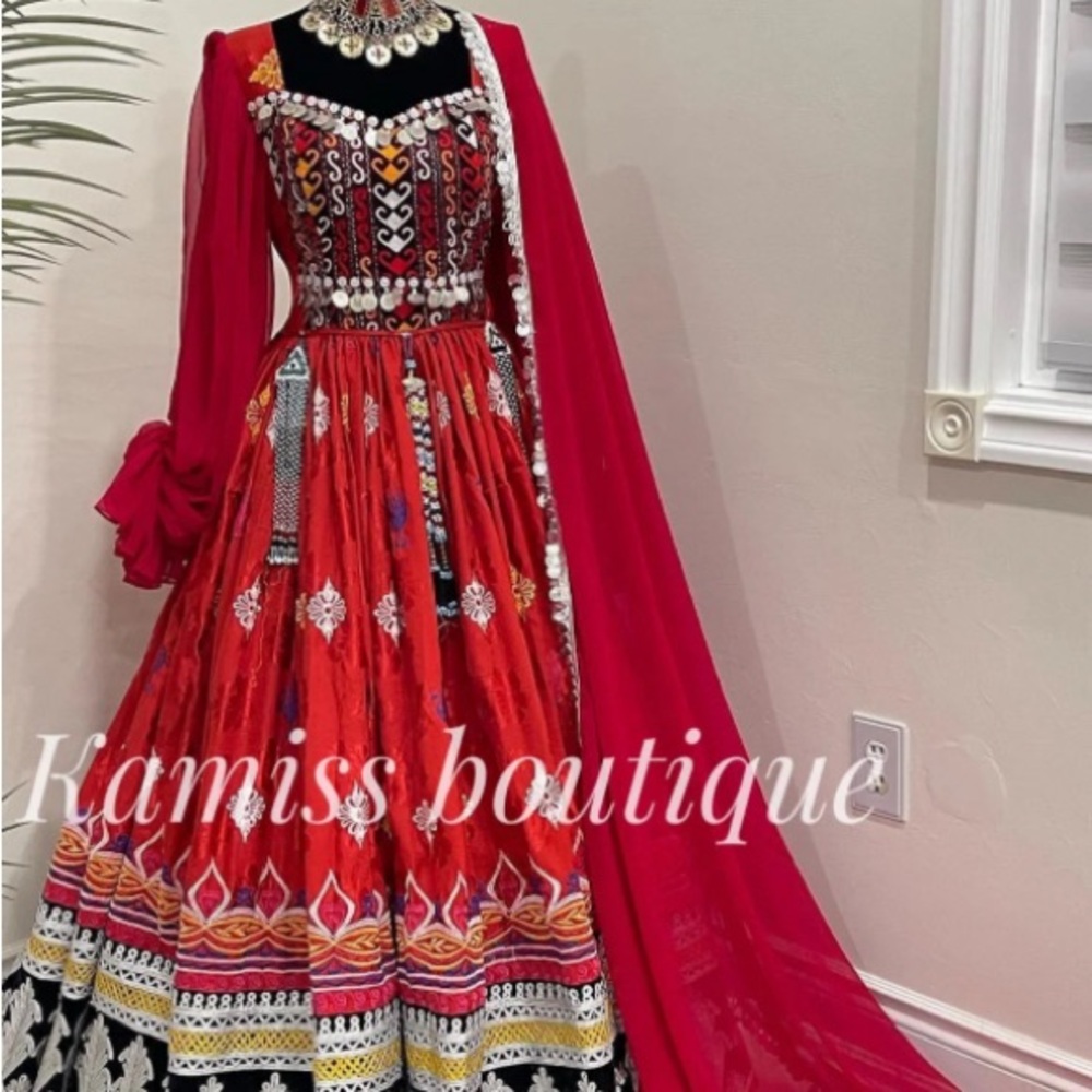 Elegant Red Embroidered Dress